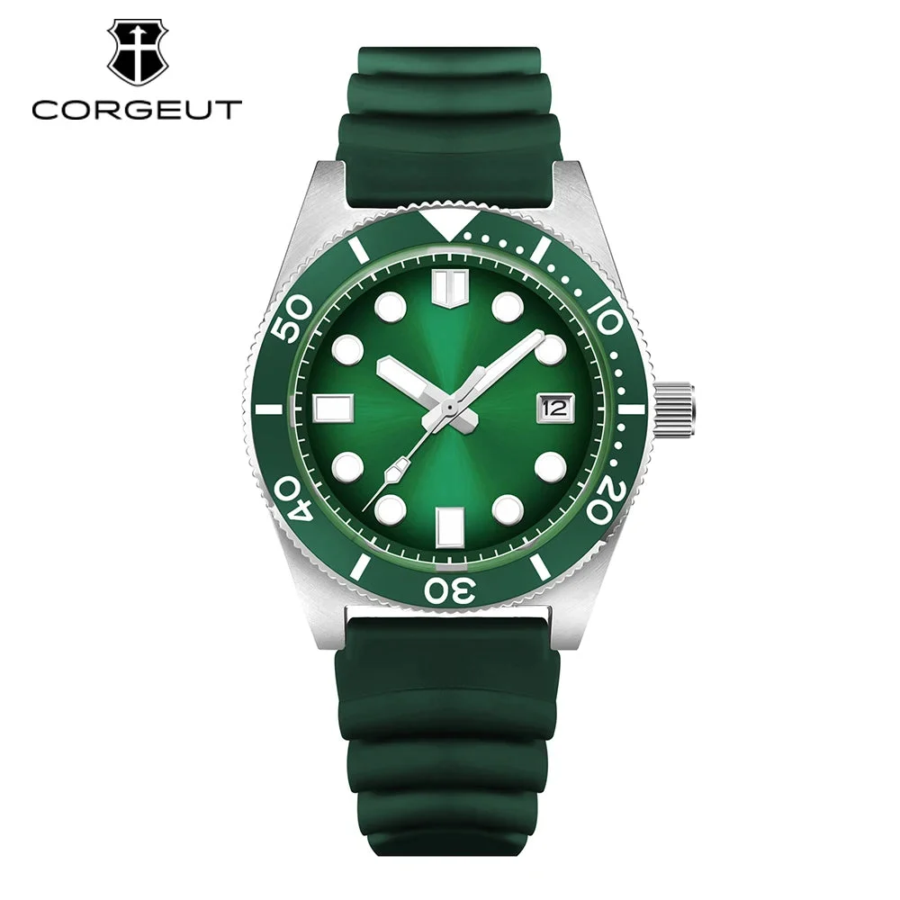 Tandorio Watches CORGEUT 6020 SUB diver 40mm NH35 AUtomatic Sapphire 20Bar 14:350850#silver;5:56964930#NH35 40 mm kol saati