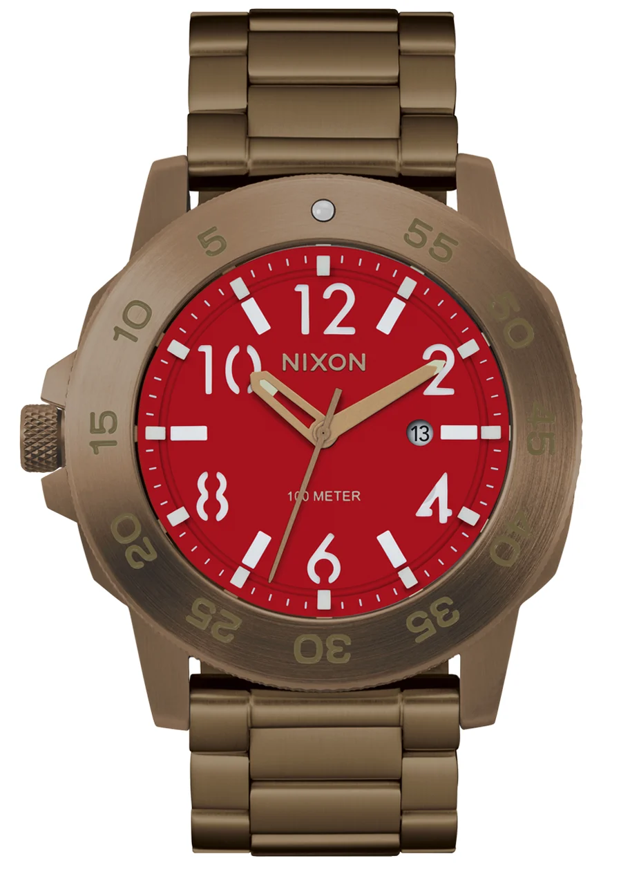 Nixon US Smyth 44 - Khaki / Red A1414-5262-00 44 mm kol saati