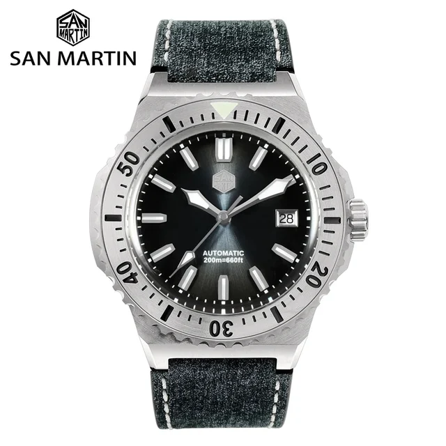 Tandorio San Martin Diver SN0055G 42mm PT5000 SW200 Automatic Watch AR Sapphire 20Bar BGW-