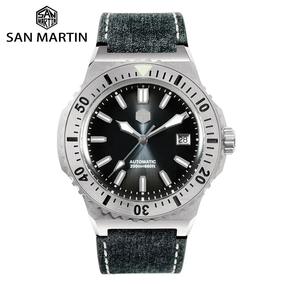 Tandorio San Martin Diver SN0055G 42mm PT5000 SW200 Automatic Watch AR Sapphire 20Bar BGW-9 Lume 14:10#Gradient PT No Logo 42 mm kol saati