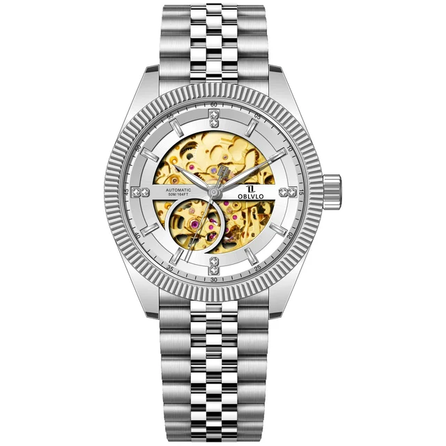 OBLVLO Strap ,White Dial RX-SK-YWYS RX Series,40mm,Steel Strap ,White Dial RX-SK-YWYS kol 
