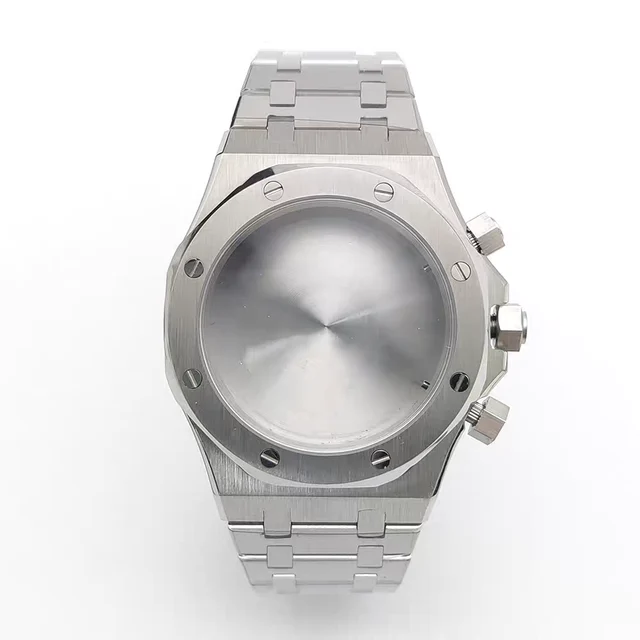 Tandorio Steel 41mm VK63 Silver Engineer Watch Case Sapphire Glass Sapphire Glass Fit VK63