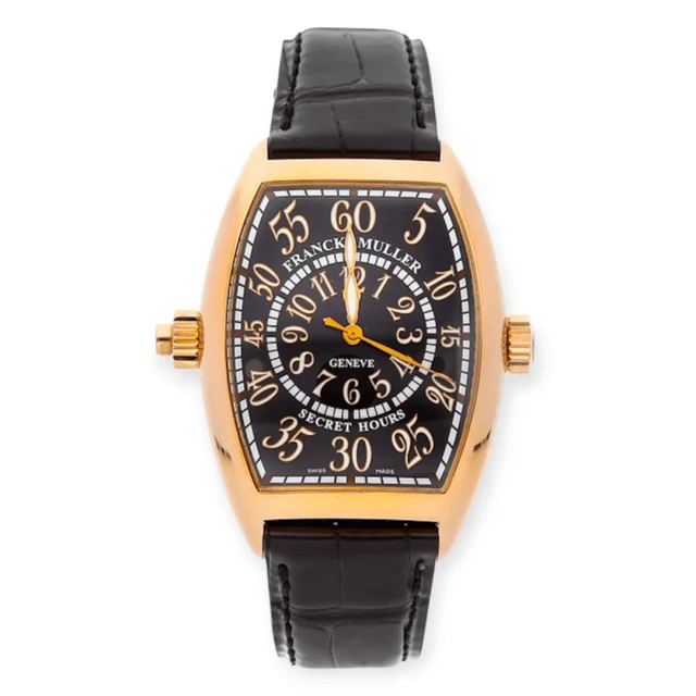 Franck Muller Secret Hours Rose Gold 39mm Black Di Pre-Owned Franck Muller Secret Hours Ro
