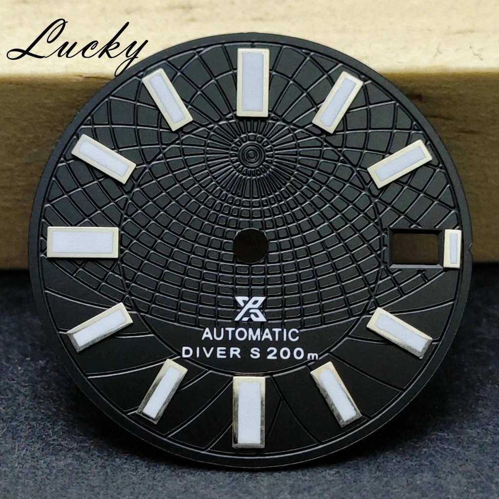 Tandorio Black Blue Green Watch Dial Green Luminous Fit NH35/NH35A/4R/7S Movement Diver's Mechanical Watch Faces Replacement Parts 1005008801168373-Top 3.Gold 28.5 mm kol saati