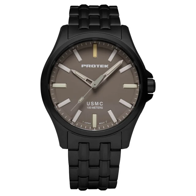 Protek Black Titanium Field Watch 3100 USMC Series with Tritium T100 Tubes #PT3106BR kol s