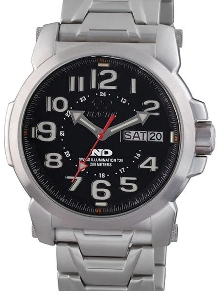 Reactor Atom Watch with Never Dark Illumination, Stainless Steel Case and Bracelet #68091 kol saati