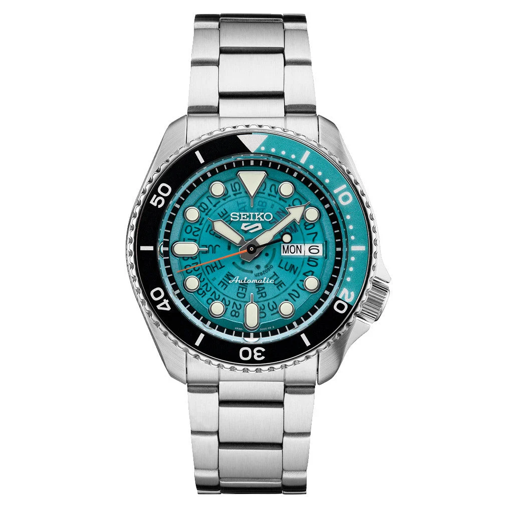 Seiko Sports "Time-Sonar" Watch with Blue See-Thru Dial #SRPJ45 42.5 mm kol saati