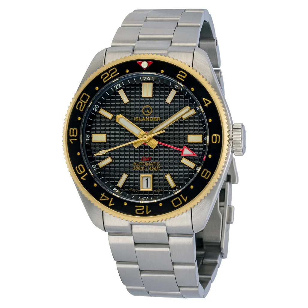 Islander Automatic GMT Dive Watch with Black Waffle Dial #ISL-213 42 mm kol saati