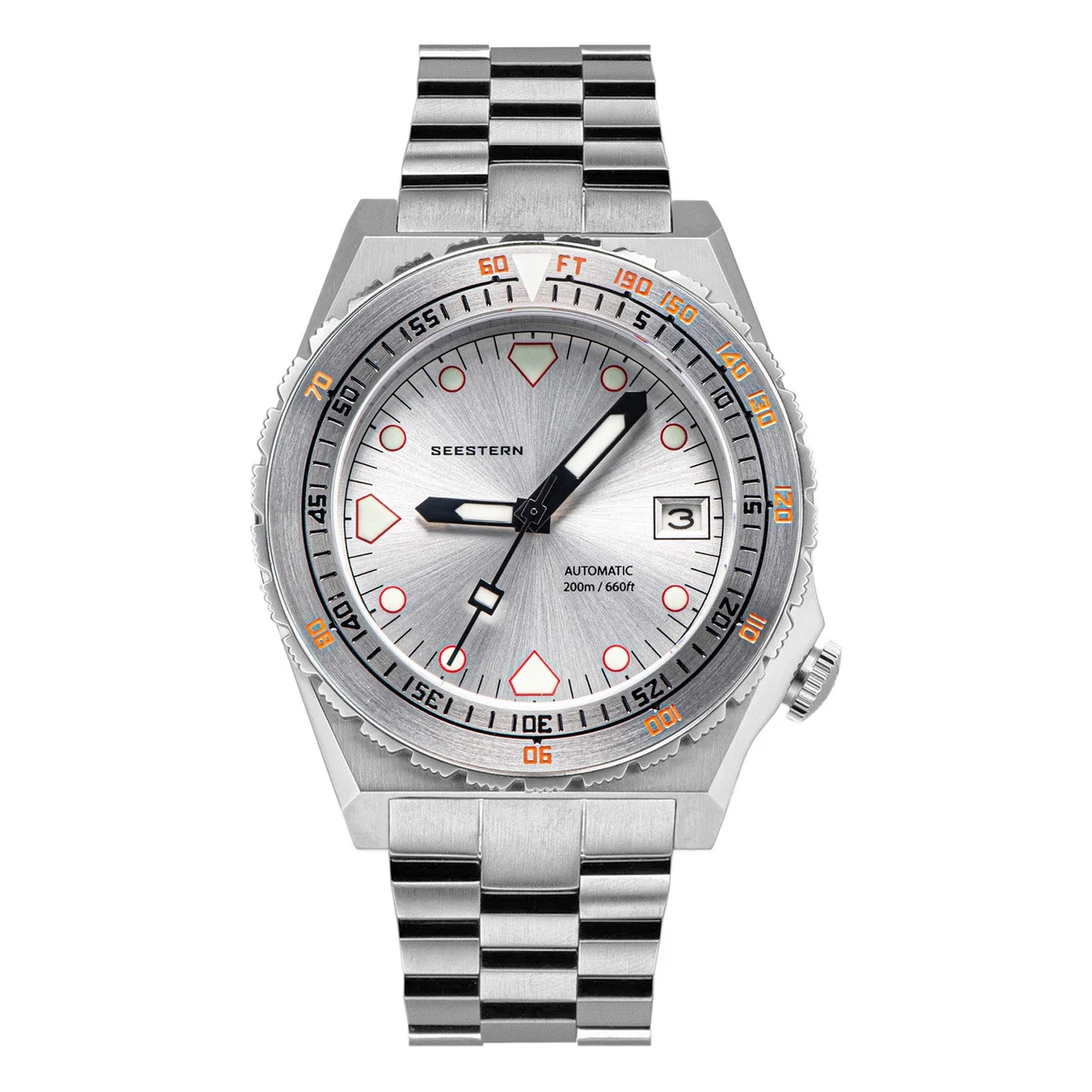 Sugess Seestern Vintage 407 600T Silver Dial Stainless-Steel Bezel 40 mm kol saati