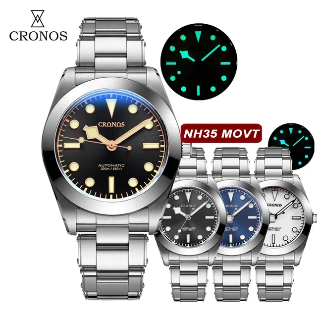 Cronos Watch Store Cronos BB39 NH35 Snowflake Automatic Men Watch L6025-Riveted bracelet 复