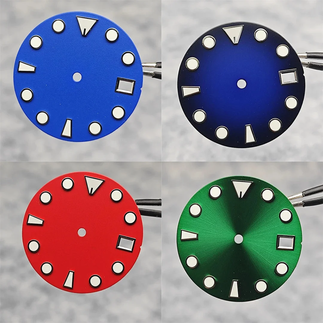 Tandorio Watches New NH35 Dial Green Luminous Watch Face Matte Texture Dial for NH35/ NH36 Mechanical Movement Watch Accessories Repair Parts 14:350850#black 28.5 mm kol saati