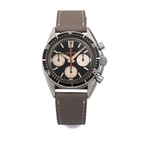 Universal UNIVERSAL REF. 885104/01, 1ST GENERATION WITH BLACK DIAL AND SILVER REGISTERS, R