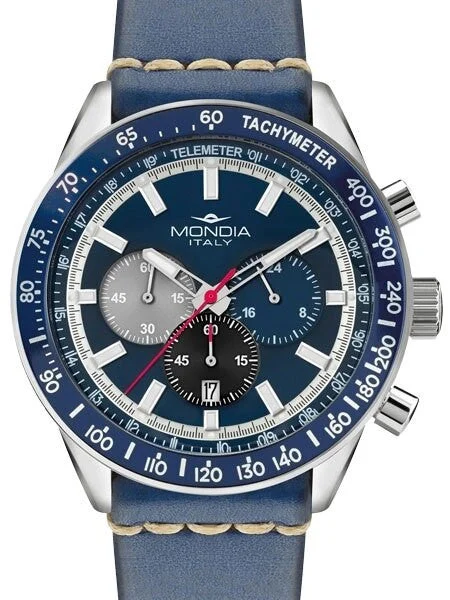 Mondia Madison Quartz Chronograph Watch with 24-Hour Sub-Dial #MI710SS-03BL-CP kol saati
