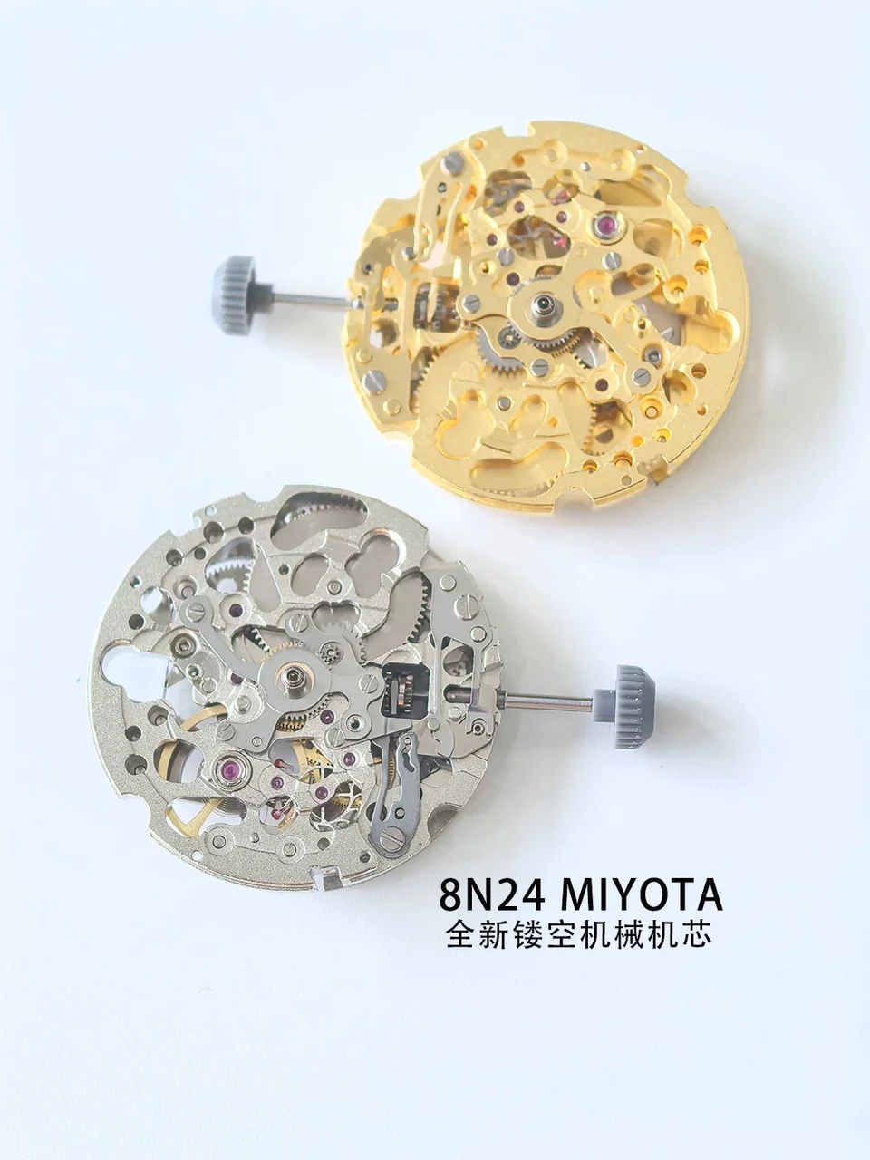 Tandorio Japanese original Miyota 8N24 movement calendar-free hollow silver gold automatic movement 5876017606349 50 mm kol saati