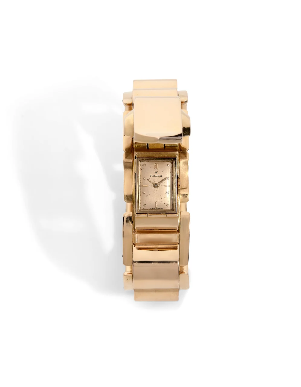 Rolex Ref. 4322, ’s bracelet-watch “à capot” with concealed dial; 18K pink gold kol saati