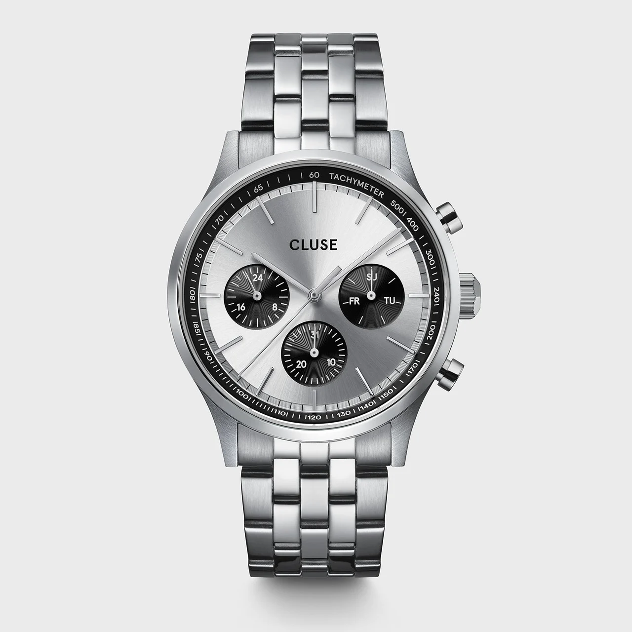 CLUSE Anthéor Multifunction Watch Steel, Black, Silver Colour CW21007 42 mm kol saati