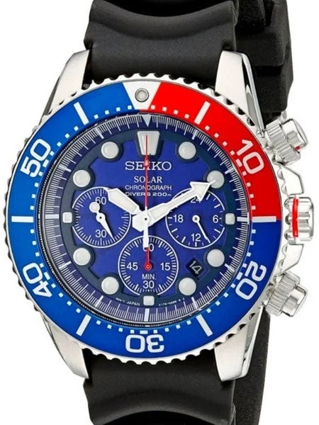 Seiko Solar Quartz Chronograph with Stop-Watch and 24-hour Sub-Dial #SSC031 kol saati