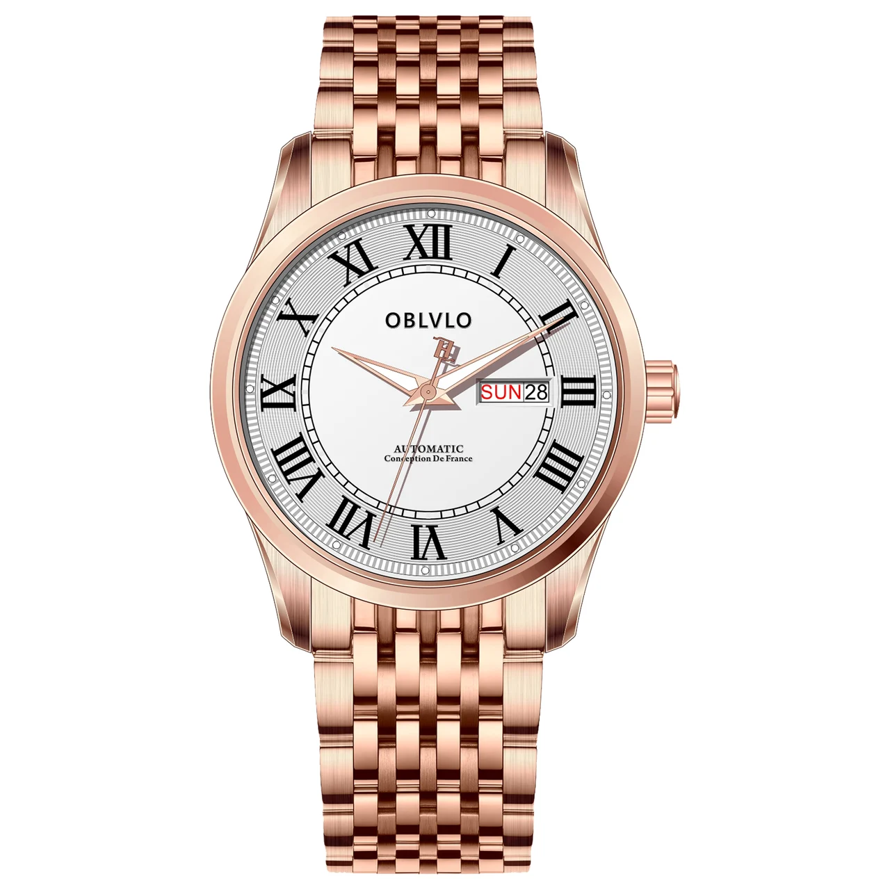 OBLVLO gold Steel Strap,White Dial GC-SIM GC Series,41mm,Rose gold Steel Strap,White Dial GC-SIM 41 mm kol saati