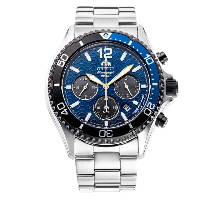 Orient Solar Quartz LE Chronograph Diver Watch with Blue Dial #RA-TX0208L10B kol saati