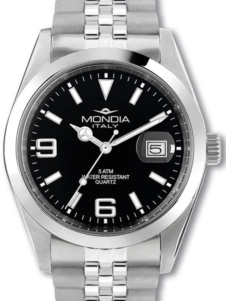 Mondia Quartz Dress Watch with Stainless Steel Bracelet #MI-790-SS-03BK-GB 39 mm kol saati