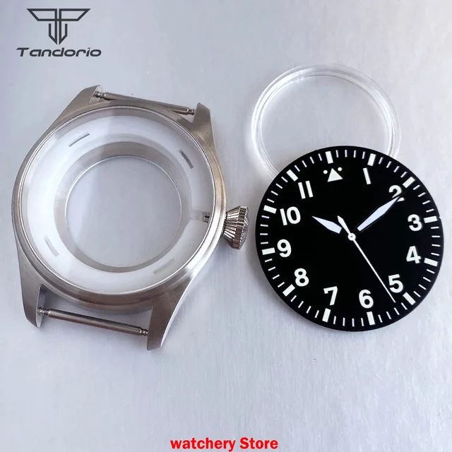 Tandorio Pilot Watch Case 38mm Dial for NH34 NH35 NH36 NH38 ETA2824 PT5000 ST2130 Movement