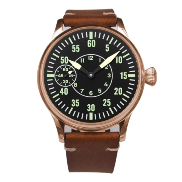 Tandorio CORGEUT 6023D 44mm ST3600 hand winding Pilot Sub Second Sapphire Crystal 3ATM Gla
