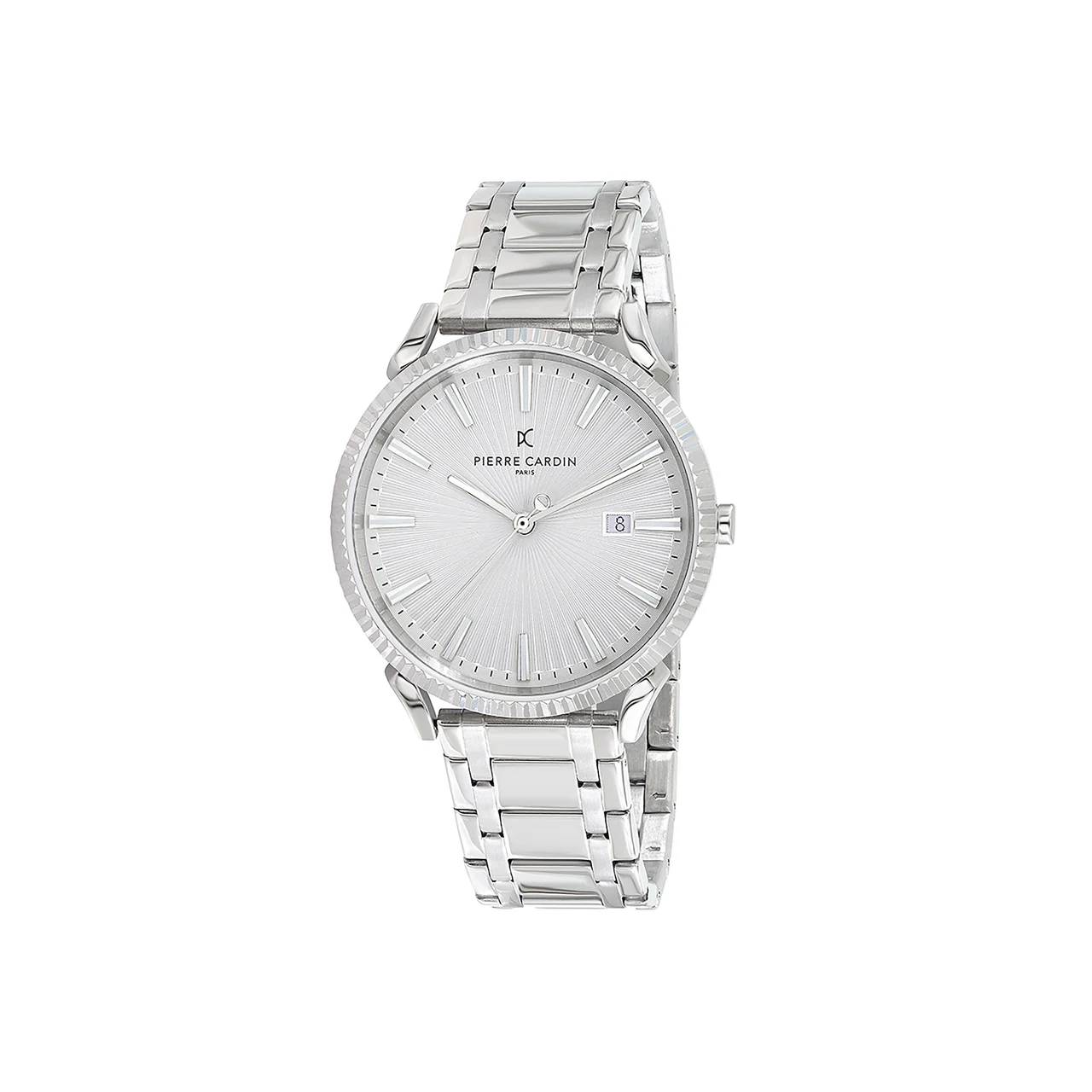 PIGALLE MENS Pigalle Metal Link Watch with Fluted Bezel and Silver Dial CPI.2128 42 mm kol saati