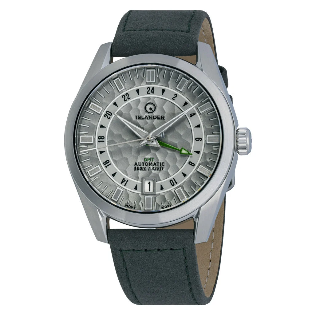 Islander Melville GMT with Grey Hammer Dial #ISL-212 47.5 mm kol saati