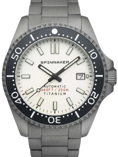 Spinnaker Tesei Titanium Automatic 200 Meter Dive Watch With White Dial SP-5084-22 kol saa