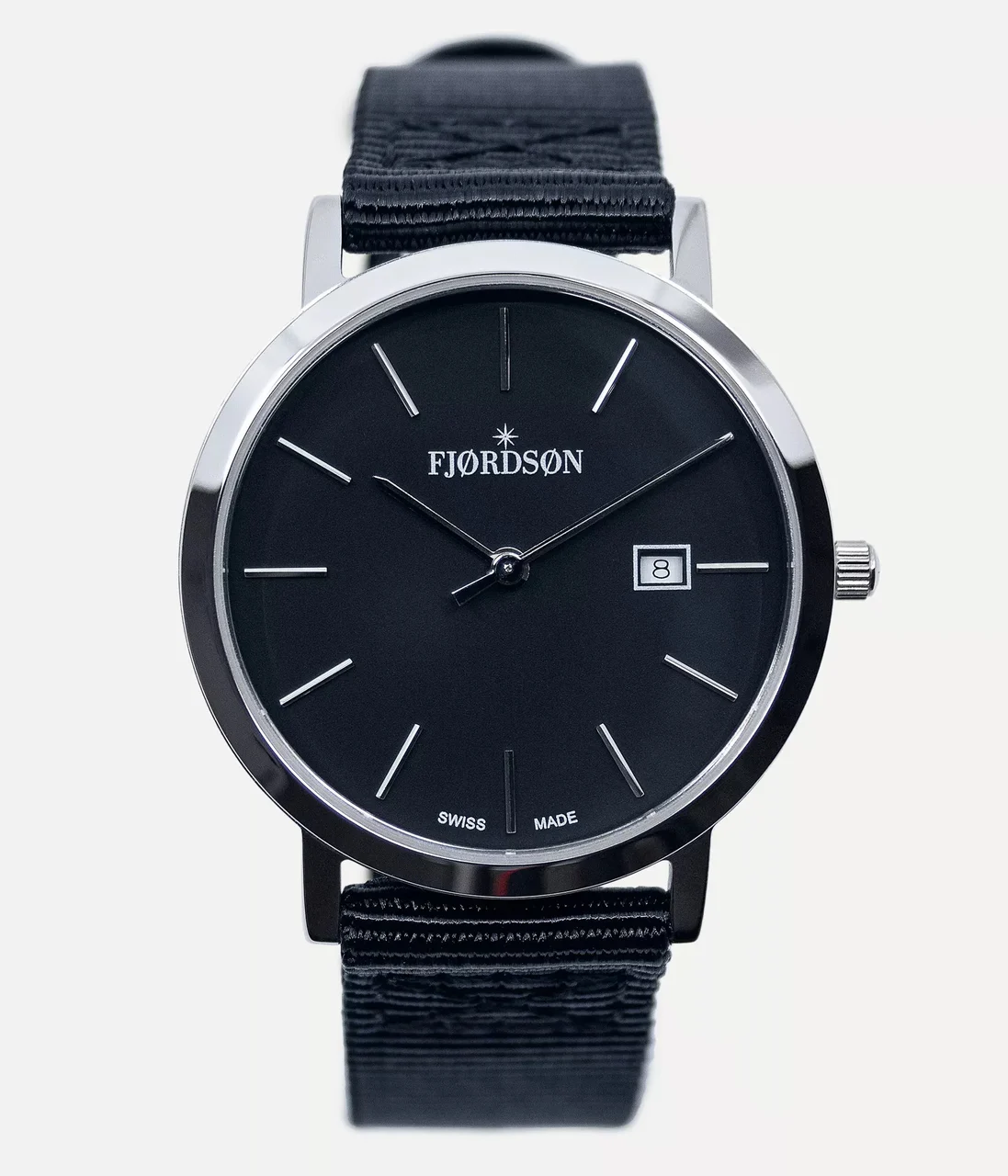 Fjordson Black Dial With Black Nato Strap - Watch #9142 | Black Dial With Black Nato Strap - Men's Watch 42 mm kol saati