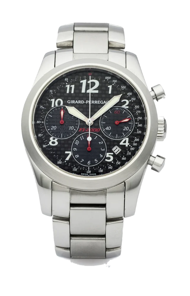 Girard-Perregaux Ferrari F1-2000 GIRARD-PERREGAUX FERRARI F1-2000 REF. 4956 CHRONOGRAPH STEEL LIMITED EDITION N.1286/2000 Fine and rare, self-winding, stainless steel wristwatch with chronograph and date. kol saati