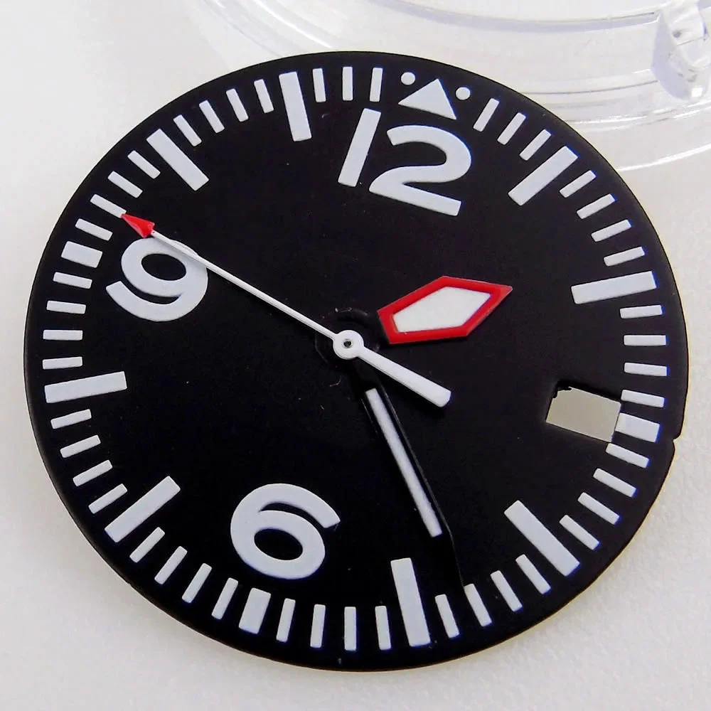 Tandorio Black Dial Date Window Green Luminous Sword Hands Fit NH35 7s26 7s36 7s25 7s35 6r15 Automatic Movement 14:350850#only nologo dial 29 mm kol saati