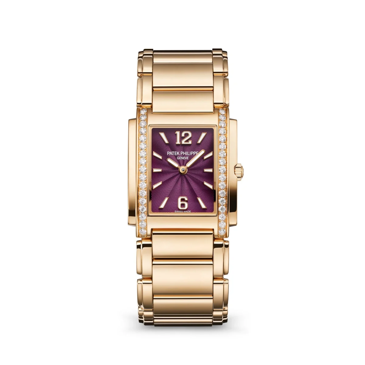 Patek Philippe Purple Dial Rose Gold Patek Philippe 4910-1201R-010 Twenty~4 Purple Dial Rose Gold 30 mm kol saati
