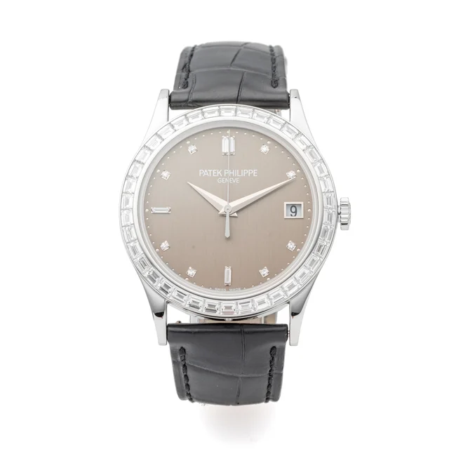 Patek Philippe PATEK PHILIPPE, REF. 5298, SATIN BROWN DIAL, BAGUETTE BEZEL AND INDEXES, PL