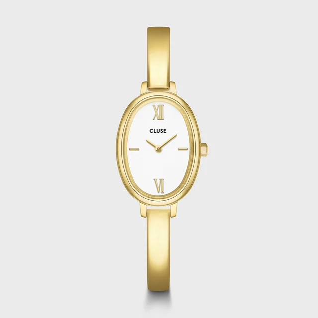 CLUSE L'Ovale Watch Steel, White, Gold Colour CW16101 kol saati