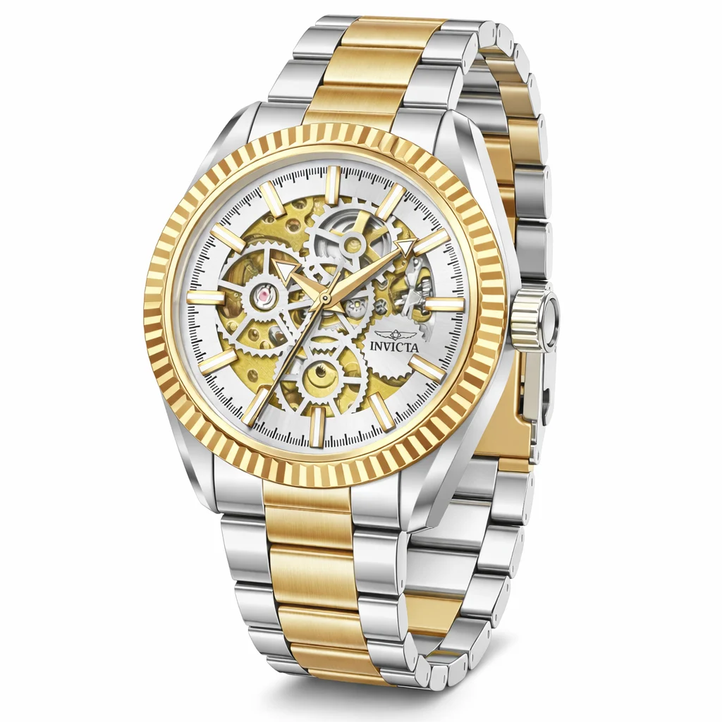 Invicta Objet D Art Glyph Automatic Watch w/ Skeleton Dial - 43mm. Silver. Gold (69753) 43 mm kol saati