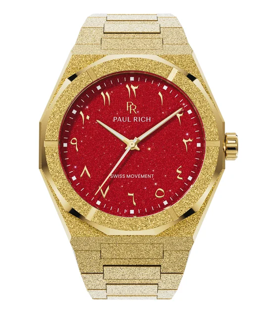 Paul Rich Frosted Star Dust II PR99II Arabic Gold Red kol saati