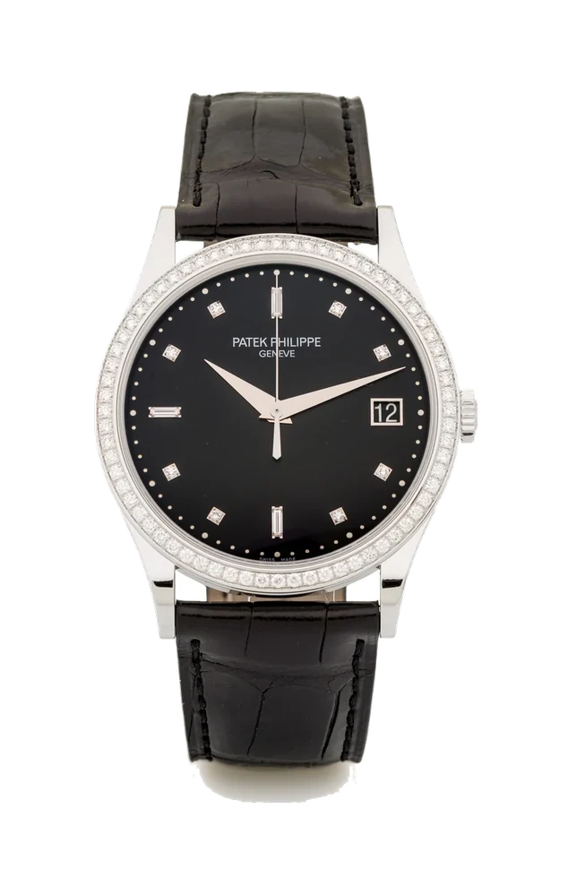 Patek Philippe PATEK PHILIPPE, REF. 5297G, DIAMOND BEZEL AND INDEXES A fine and attractive, self-winding, 18k white gold wristwatch with date. kol saati