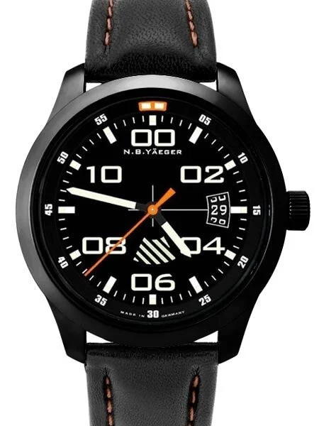 NB Yaeger Swiss Automatic Pilot Watch with Sapphire Crystal #DELTA-AREA-PVD-C2 40 mm kol saati