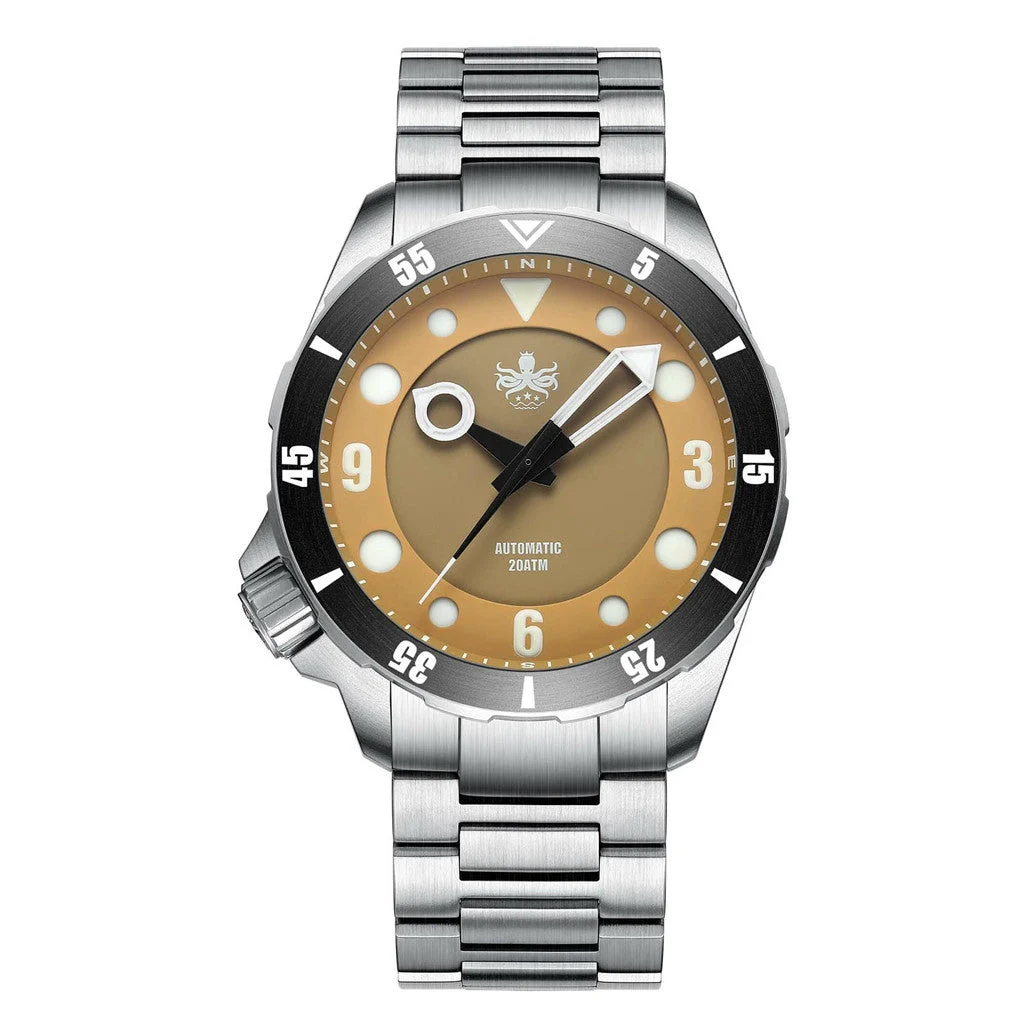 Phoibos Apollo Automatic Dive Watch with Tortilla Brown Sandwich Dial #PY036D 48 mm kol saati