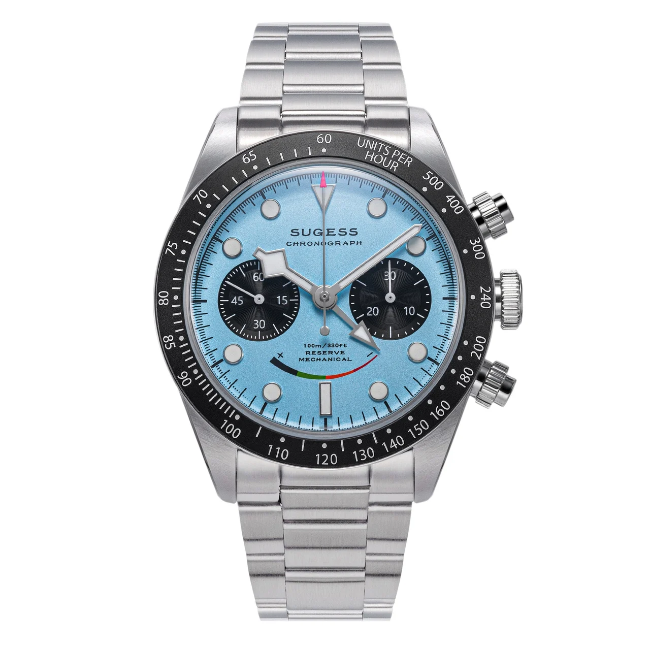 Sugess Chrono Heritage S475 Chronograph Power Reserve Smile Light Blue Panda Dial chrono-heritage-s475-chronograph-power-reserve-smile-light-blue-panda-dial 49 mm kol saati