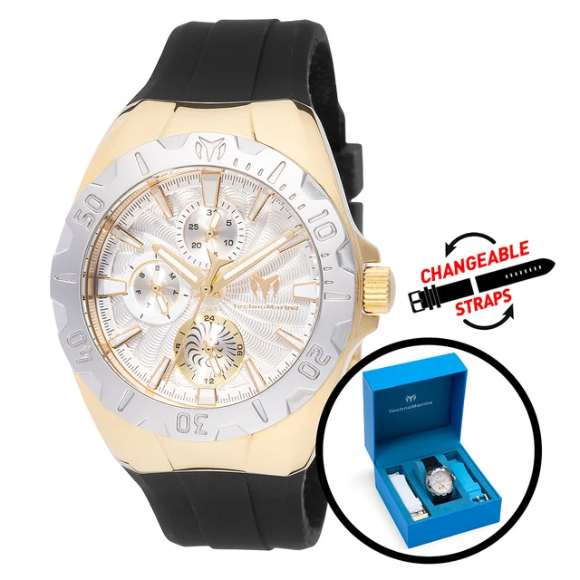 Technomarine Cruise Original Watch - 40mm. White. Blue. Black with Interchangeable Strap (