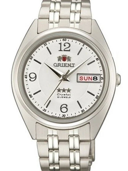 Orient Automatic Watch with White Dial, Day-Date and SS Bracelet #AB0000EW kol saati
