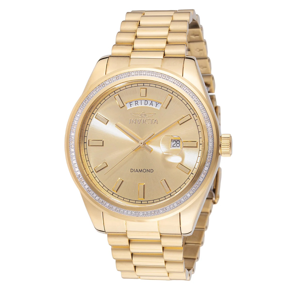 Invicta Elite Diamond 0.41 Carat Diamond Watch - 44mm, Gold (48760) 44 mm kol saati