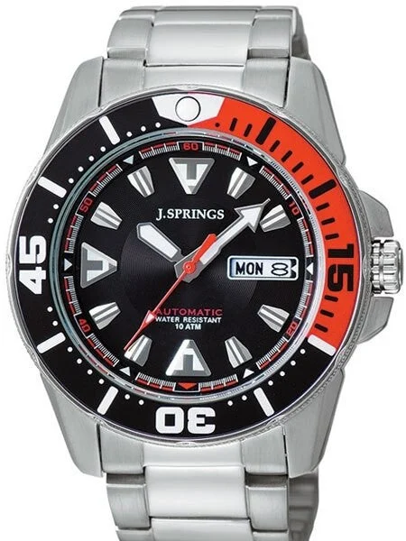 J. Springs Automatic 21-Jewel Sport Dive Watch with Day and Date, Black Dial #BEB077 43 mm kol saati