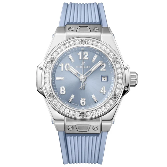 Hublot Big Bang One Click Steel Coal Blue Diamonds 33mm 485.SX.717B.RX.1204 kol saati