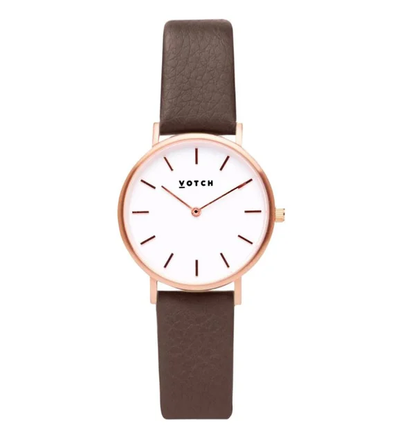 Votch Rose Gold & Brown Watch | Petite kol saati