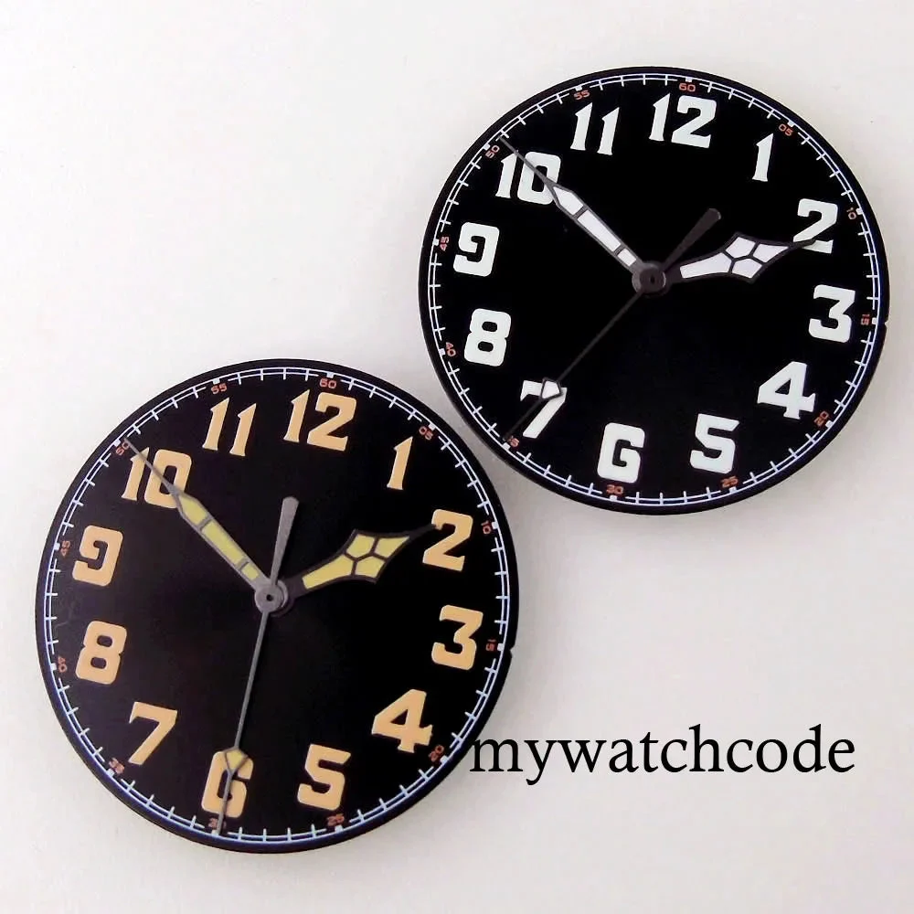 Tandorio Black Watch Dial Arabic Numerals Fit NH35A NH36A ETA2824 PT5000 Automatic Movement Orange/White Hands Green Luminous 14:200025551#Dial A;200000046:201720836#Fit NH35 NH36 33.5 mm kol saati