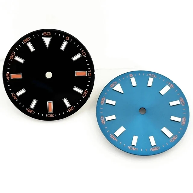 Tandorio ETA 28.5mm Sterile Watch Dial Blue Luminous Fit NH35 NH36 ETA 2824 2836 Miyota 82