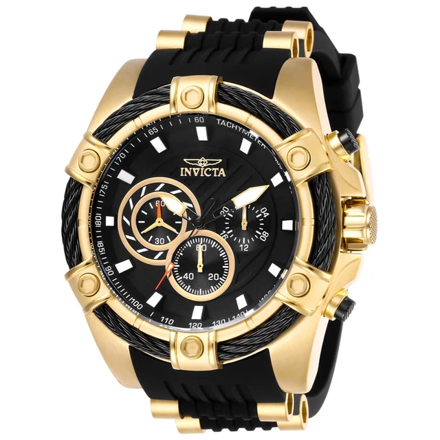 Invicta Bolt Girdex Watch - 52mm. Gold, Black (26818) kol saati